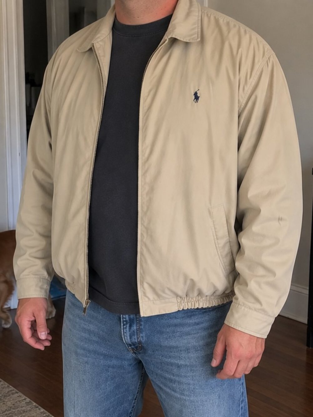 Polo Ralph Lauren Bi-Swing Jacket Men XXL Tan Plaid Lined Full Zip Pony